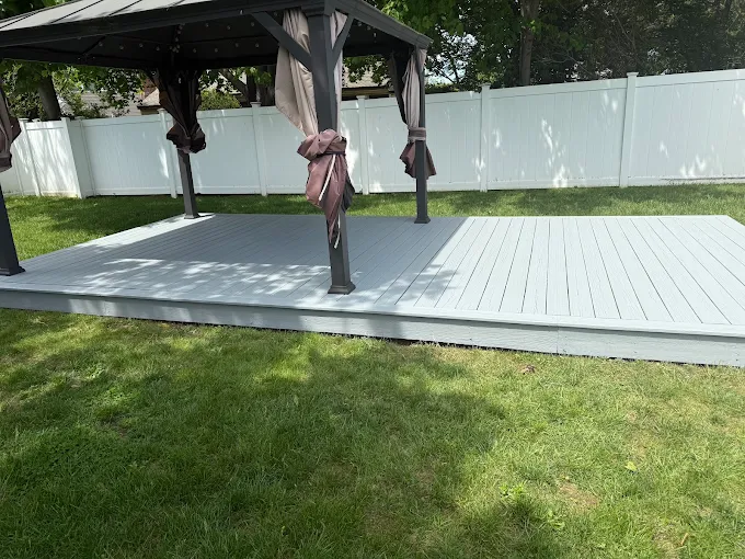 Completed backyard deck platform and gazebo